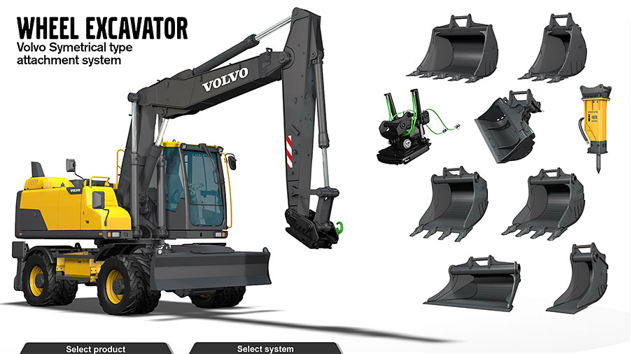 3D-visualisering till interaktiv presentation som visar Volvo CE´s sortiment av tillbehör. <br>Uppdragsgivare: Volvo Construction Equipment.